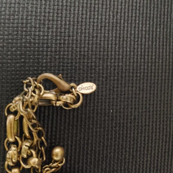 Chico's Gold Tone Amber Beads Statement Necklace 28" - Picture 4 of 7